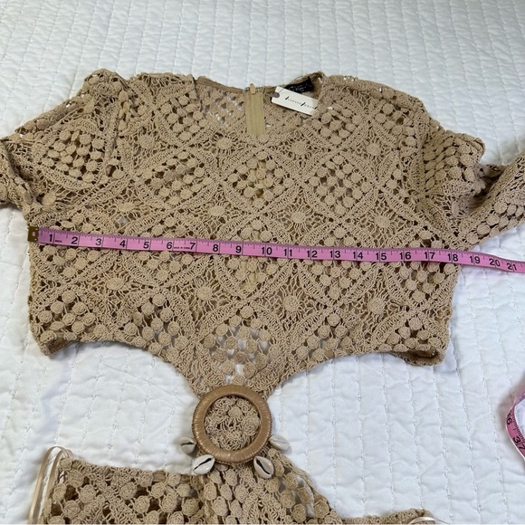 NWT Anthropologie BLITHE Crochet Cottogecore With Dramatic Trumpet Sleeve - Picture 6 of 16